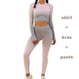 Women Yoga Set Ombre Seamless Leggings Gym