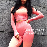 Women Yoga Set Ombre Seamless Leggings Gym