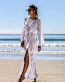 2019 Crochet White Knitted Beach Cover up