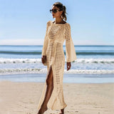 2019 Crochet White Knitted Beach Cover up