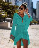 2019 Crochet White Knitted Beach Cover up