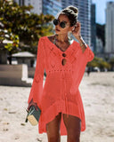 2019 Crochet White Knitted Beach Cover up