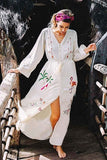 2019 Crochet White Knitted Beach Cover up