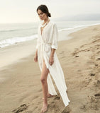 2019 Crochet White Knitted Beach Cover up