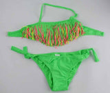 solid tassel biquini girls swimwear