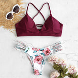 Women's Bikini Cut Flower Two Piece Swimsuit